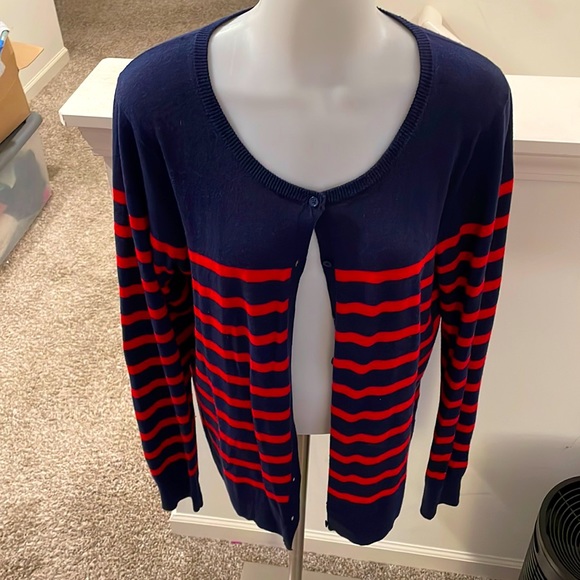 Navy & Red Cardigan - Picture 1 of 3